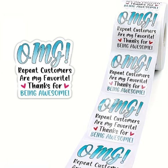 OMG! Thank You Stickers Repeat Customers Favorite Awesome Roll - 500 Count - Picture 5 of 10